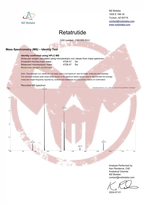 COA_Retatrutide_lot-RETZ 2