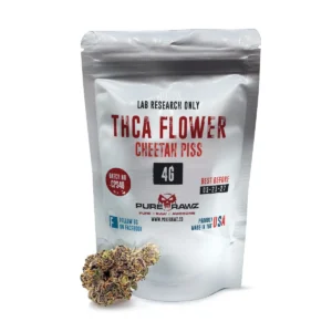 THCA Cheetah Piss Flower 4g by PureRawz – Potent Hybrid Strain